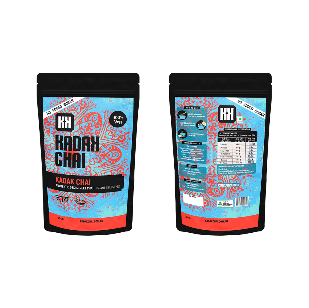 Street Kadak Chai - 250g Sugar free Front and Back View